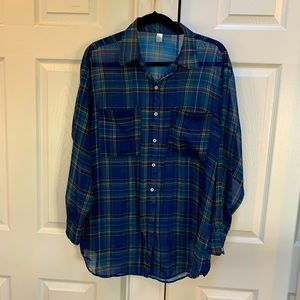 American Apparel One-Size Plaid Button Up Shirt